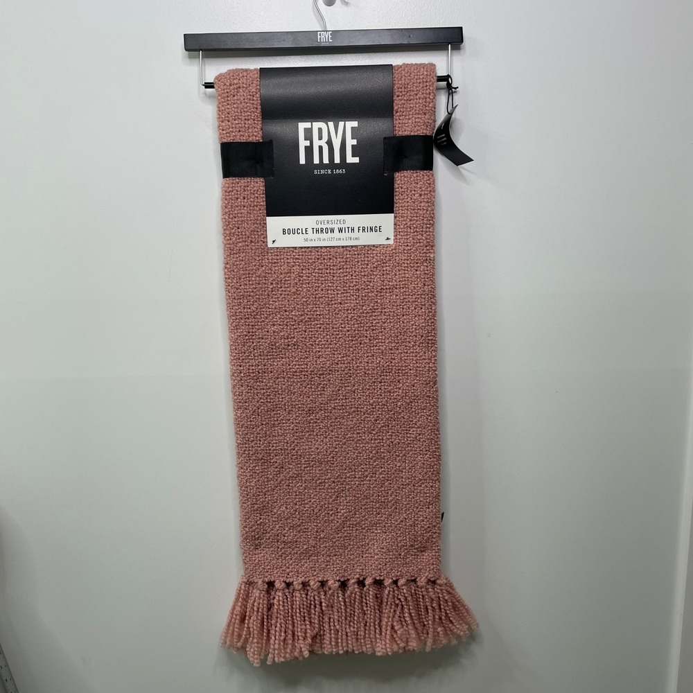 Frye Oversized Boucle Throw Fringe Rose Pink 50x70 Blanket TH5923MR-9101 NEW - Picture 6 of 7